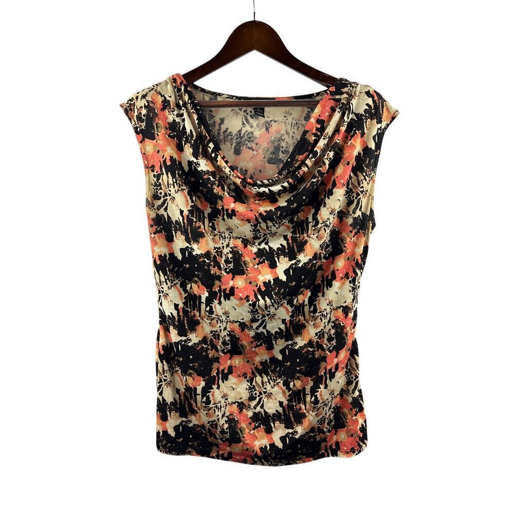 Women’s Style&Co Medium Multicolored Patterned Cowelneck Blouse